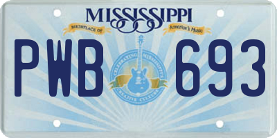 MS license plate PWB693