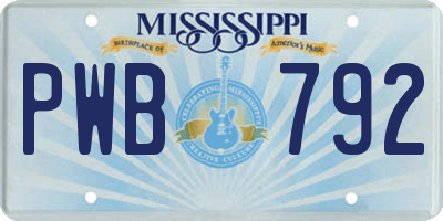 MS license plate PWB792