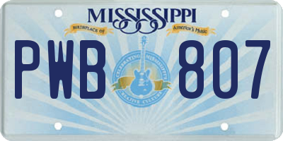 MS license plate PWB807