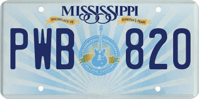 MS license plate PWB820