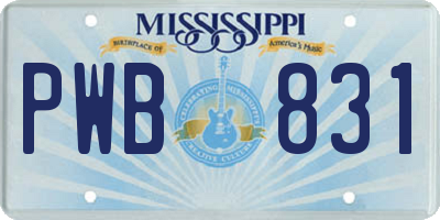 MS license plate PWB831