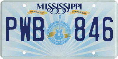 MS license plate PWB846