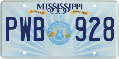 MS license plate PWB928