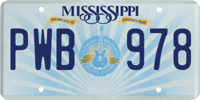 MS license plate PWB978