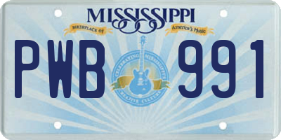 MS license plate PWB991