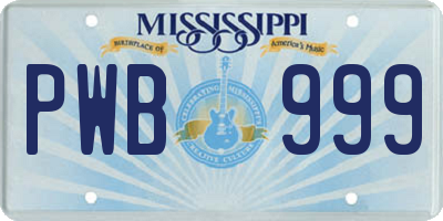 MS license plate PWB999