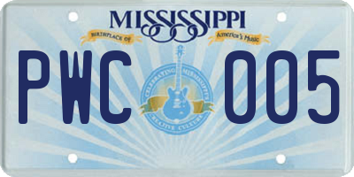 MS license plate PWC005