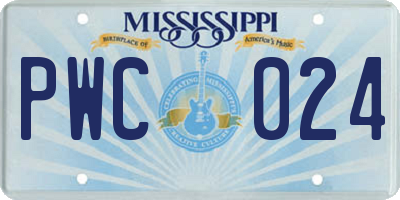 MS license plate PWC024