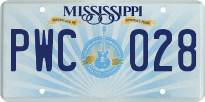 MS license plate PWC028