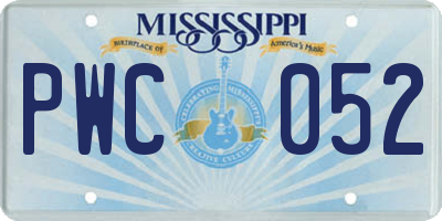 MS license plate PWC052