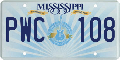 MS license plate PWC108