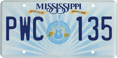 MS license plate PWC135