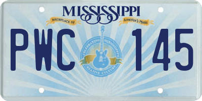 MS license plate PWC145