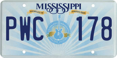 MS license plate PWC178