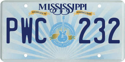 MS license plate PWC232