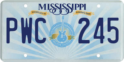 MS license plate PWC245