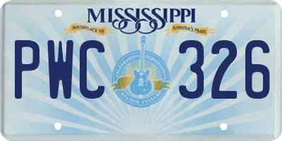 MS license plate PWC326