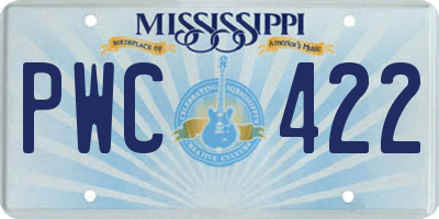 MS license plate PWC422