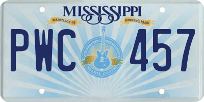 MS license plate PWC457