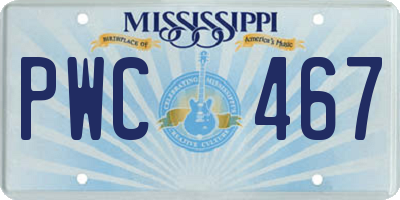 MS license plate PWC467