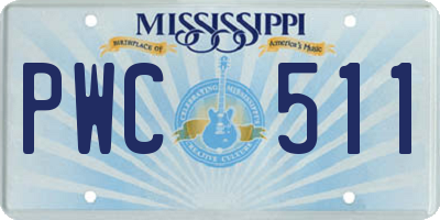 MS license plate PWC511