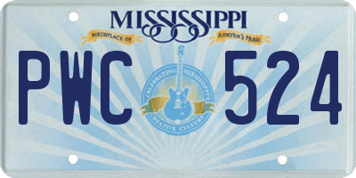 MS license plate PWC524