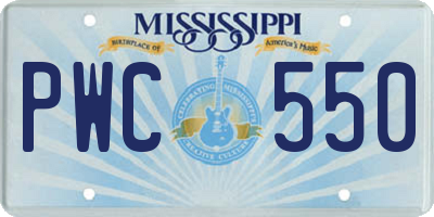 MS license plate PWC550