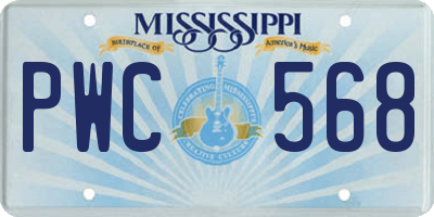 MS license plate PWC568