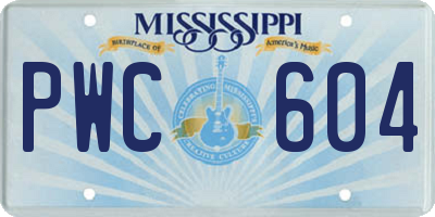 MS license plate PWC604