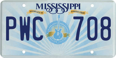 MS license plate PWC708