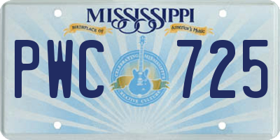 MS license plate PWC725