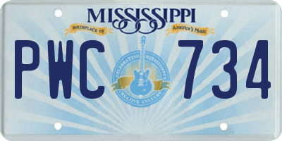 MS license plate PWC734