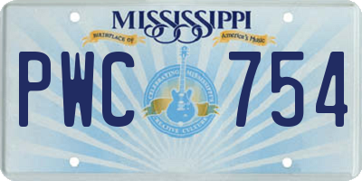 MS license plate PWC754