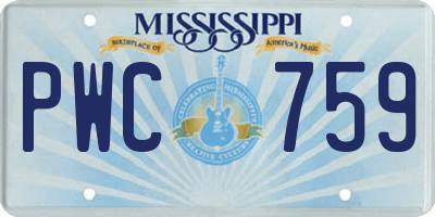 MS license plate PWC759