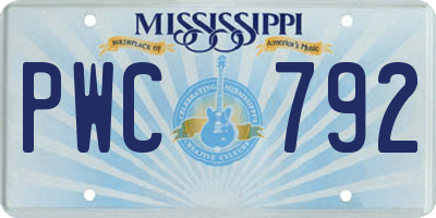 MS license plate PWC792