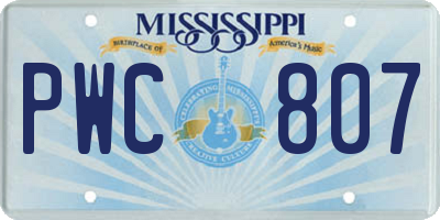 MS license plate PWC807