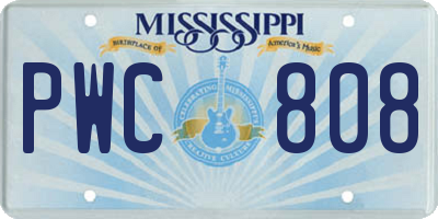 MS license plate PWC808