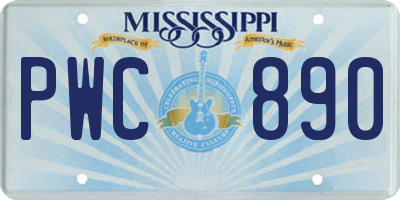 MS license plate PWC890