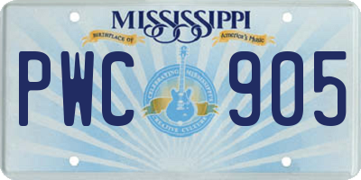 MS license plate PWC905