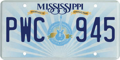 MS license plate PWC945