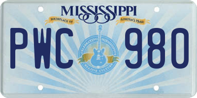 MS license plate PWC980