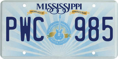 MS license plate PWC985