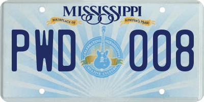 MS license plate PWD008