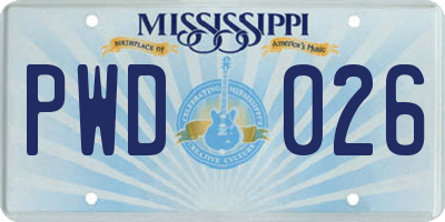 MS license plate PWD026