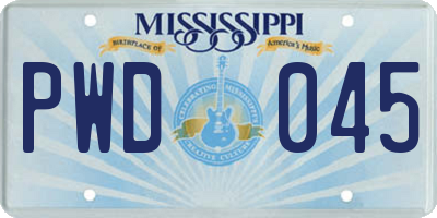 MS license plate PWD045