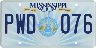 MS license plate PWD076