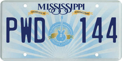 MS license plate PWD144