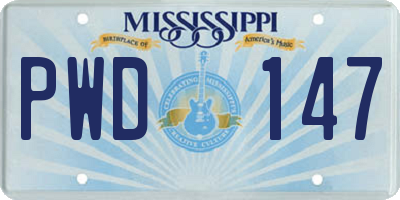 MS license plate PWD147