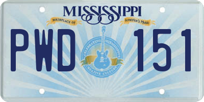 MS license plate PWD151