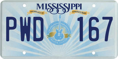MS license plate PWD167